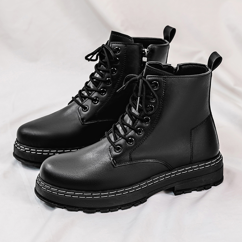 Men'S Shoes Hiking - メンズ4シーズン対応ブラックパテントレザーバイクブーツ - クラシックブリティッシュスタイルアウトドアライディング＆ハイキングブーツ