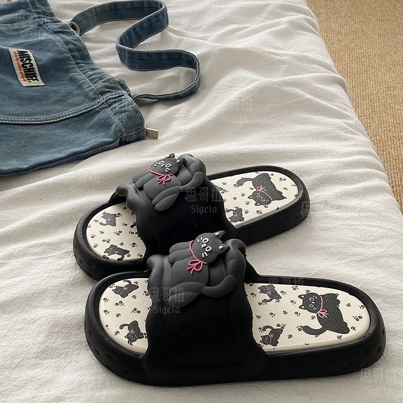 Men'S Shoes For Summer - Printting かわいいクマの女性スリッパ夏屋内ソフト漫画サンダル浴室滑り止め屋外快適な男性レジャー靴カップル