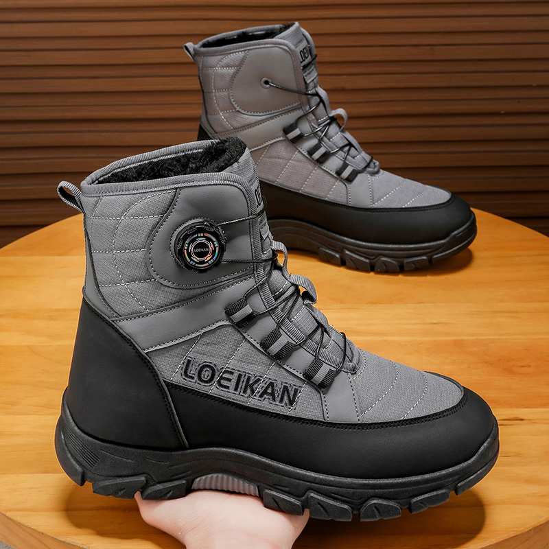 Men'S Shoes Hiking - 冬の靴男性用カジュアルカジュアル男性靴ハイキングスノーブーツスニーカーデザイナーアウトドアファッショントレンド綿を追加して暖かさを保つ