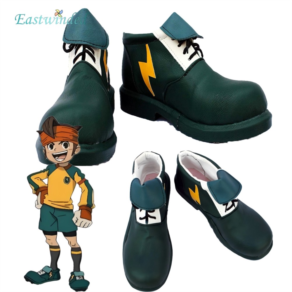 Men'S Shoes For Suits - アニメイナズマ 11th 江野茂ルコスプレ靴グリーンスニーカーコスチュームアクセサリーロールプレイスーツ小道具ハロウィンカーニバルパーティー