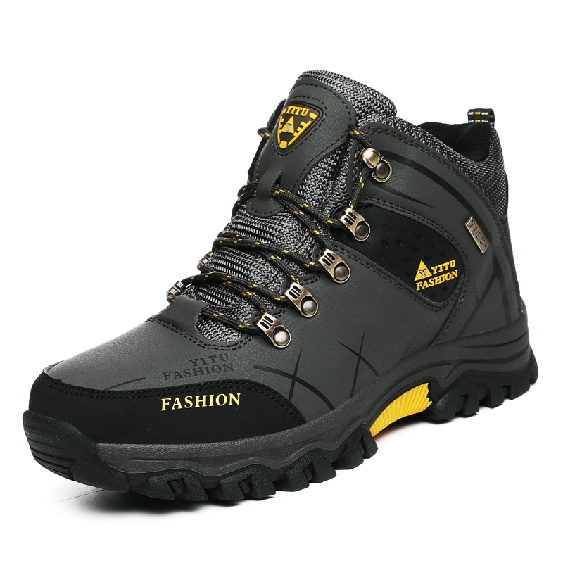 Men'S Shoes Hiking - ブランドメンズウィンタースノーブーツ 防水レザースニーカー 超暖かいメンズブーツ アウトドア男性用ハイキングブーツ ワークシューズ サイズ39-47