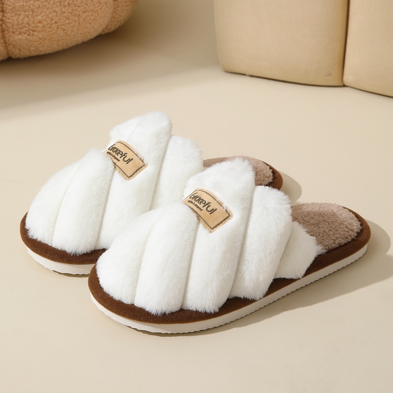 Men Shoes For Winter - 2026年冬用暖かいプラッシュ素材の女性用ソフトスリッパ、男性用室内用滑り止め暖かいサンダル、カップル用快適フラットヒール室内用寝室スライド
