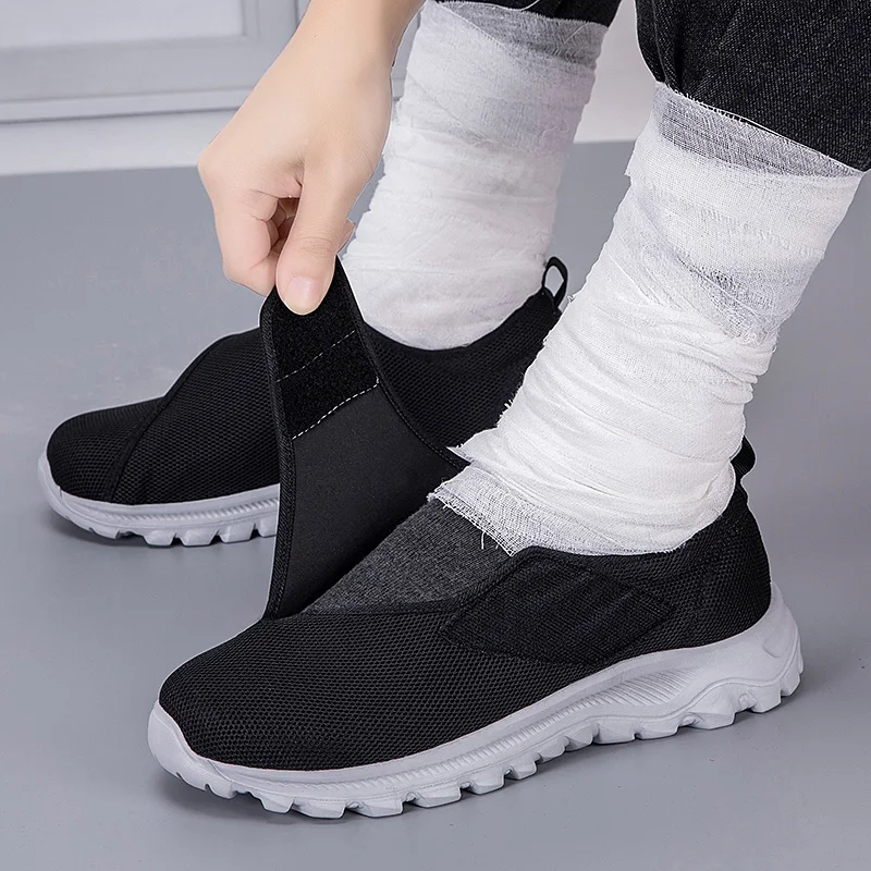 Men'S Shoes For Wide Feet - メンズ整形外科ワイドフィートウォーキングシューズ、糖尿病性腫れ足用、調節可能なストラップ、柔らかい生地のアッパースニーカー、女性、ユニセックス