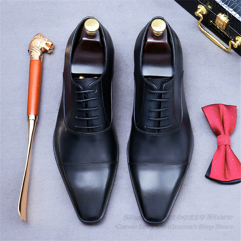男性オックスフォード革靴新しいビジネススーツ牛革本革レトロス - Men'S Shoes For Suits のレビューと価格