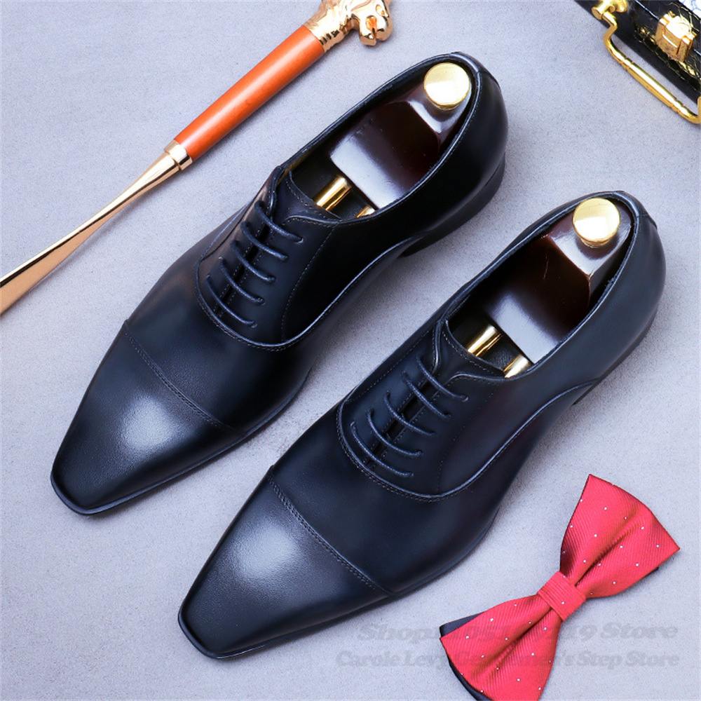 男性オックスフォード革靴新しいビジネススーツ牛革本革レトロス - Men'S Shoes For Suits のレビューと価格