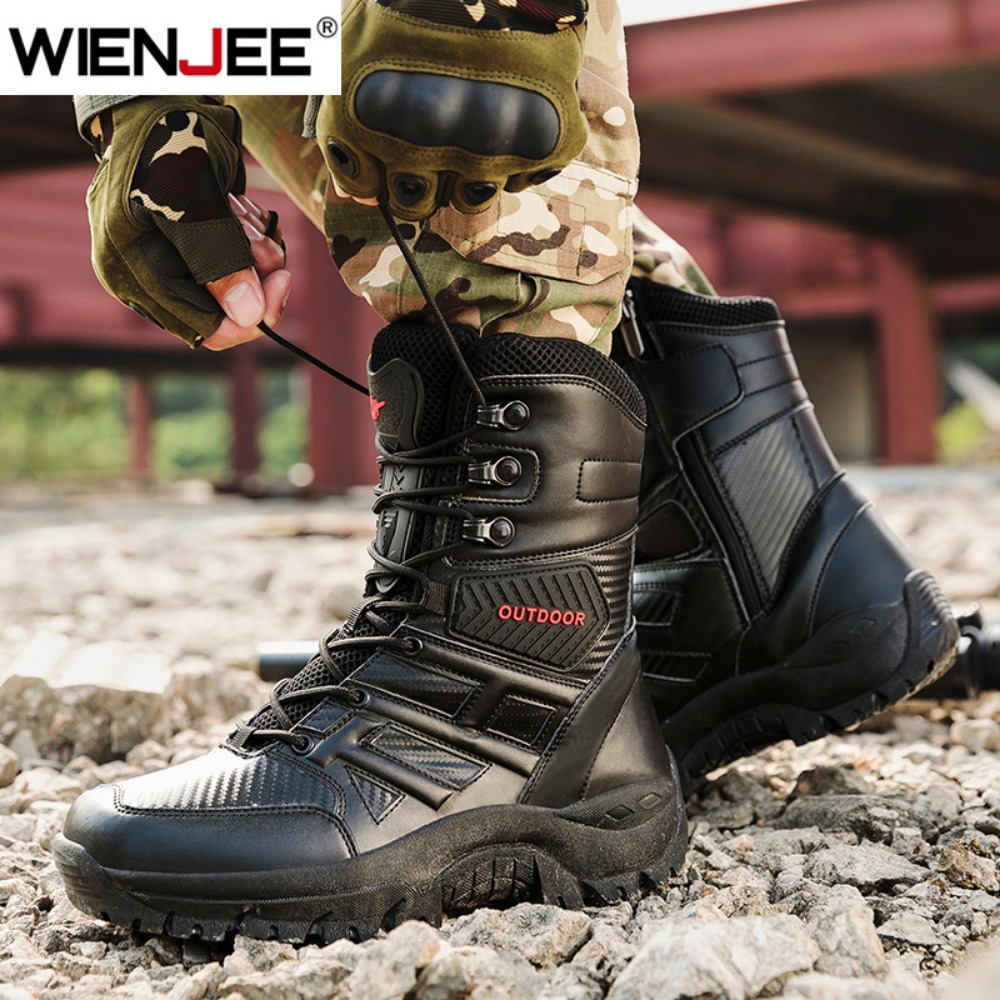 高品質メンズブランドハイカットレザーブーツ通気性のあるデザー - Men'S Shoes Hiking のレビューと価格