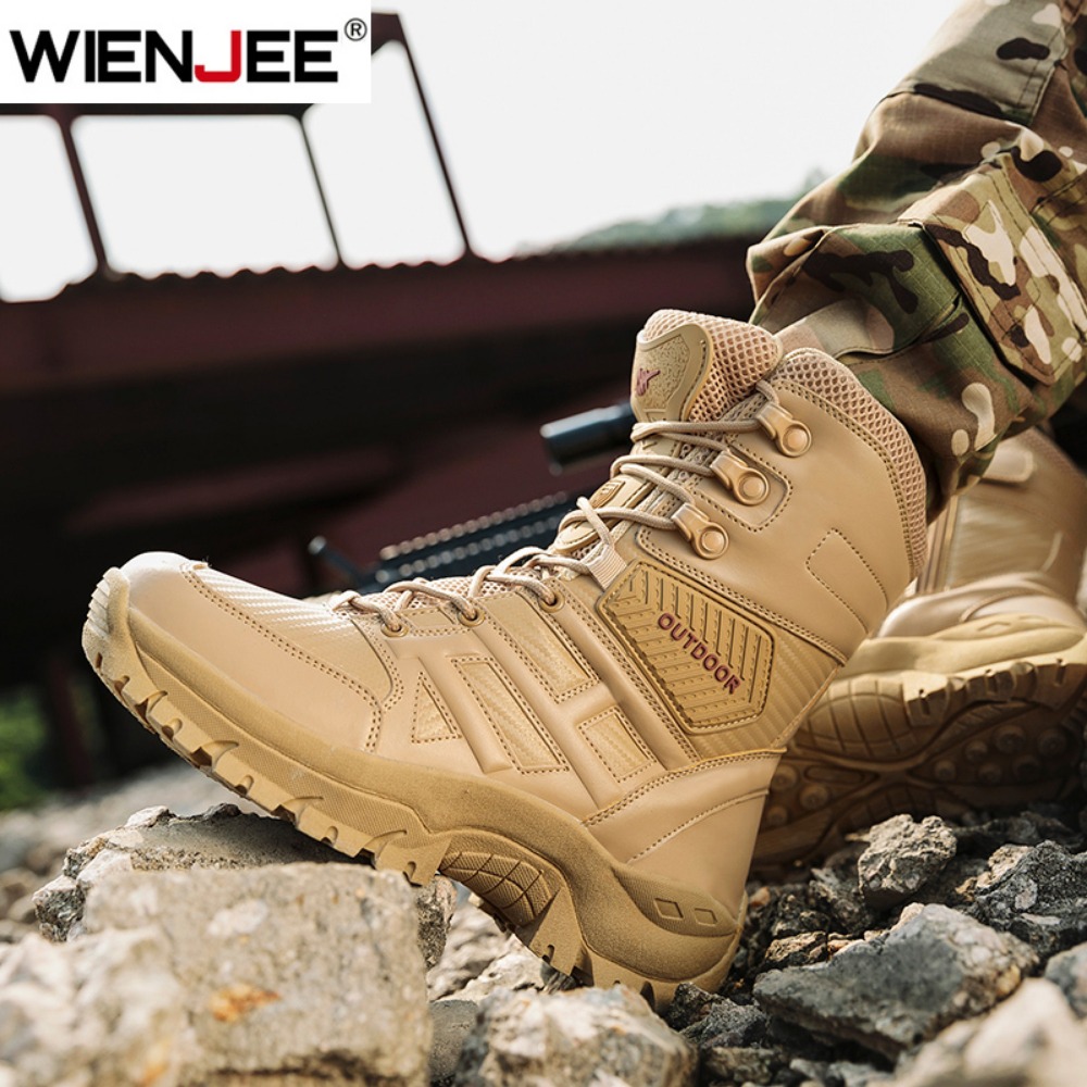 高品質メンズブランドハイカットレザーブーツ通気性のあるデザー - Men'S Shoes Hiking のレビューと価格