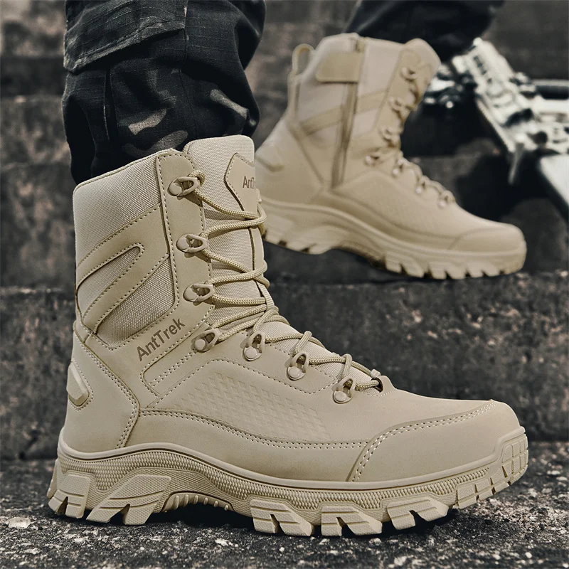 新しい男性戦術ブーツ狩猟ハイキング靴レースアップ砂漠ユニセッ - Men'S Shoes Hiking のレビューと価格