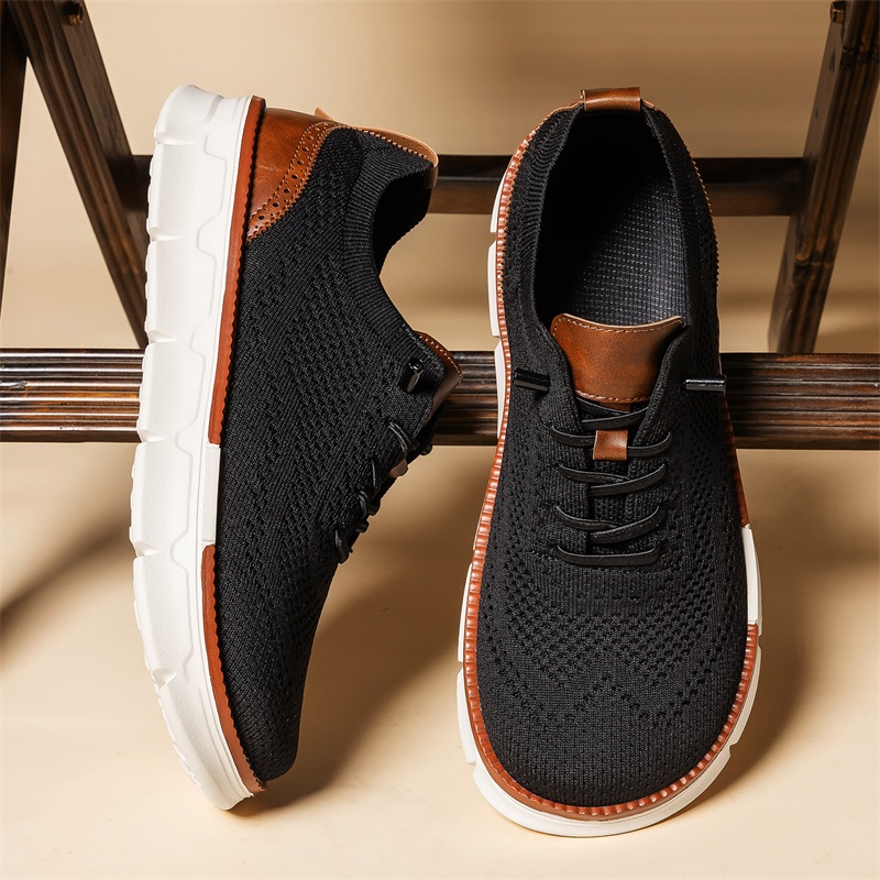 メンズワイドトゥニットドレスシューズ、スリッポン、通気性メッ - Men'S Shoes For Wide Feet のレビューと価格