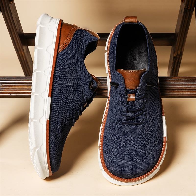 メンズワイドトゥニットドレスシューズ、スリッポン、通気性メッ - Men'S Shoes For Wide Feet のレビューと価格