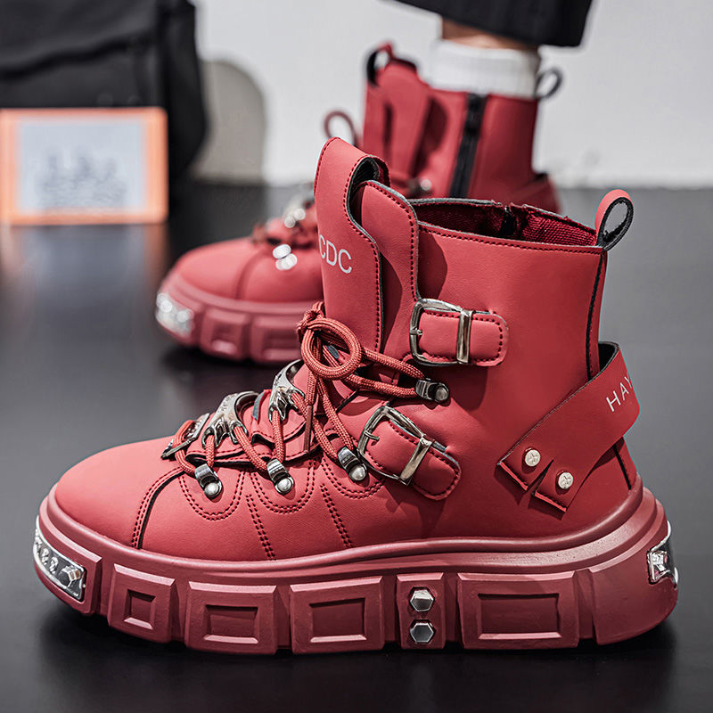 オリジナルブランドブーツ男性用パンクプラットフォームレッドト - Men Shoes Brand のレビューと価格