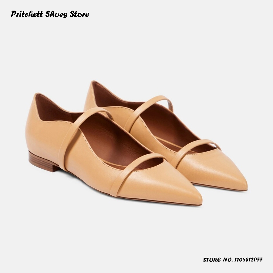 レディース ダブルストラップ レザー バレエシューズ ポイン - Men'S Shoes For Summer のレビューと価格