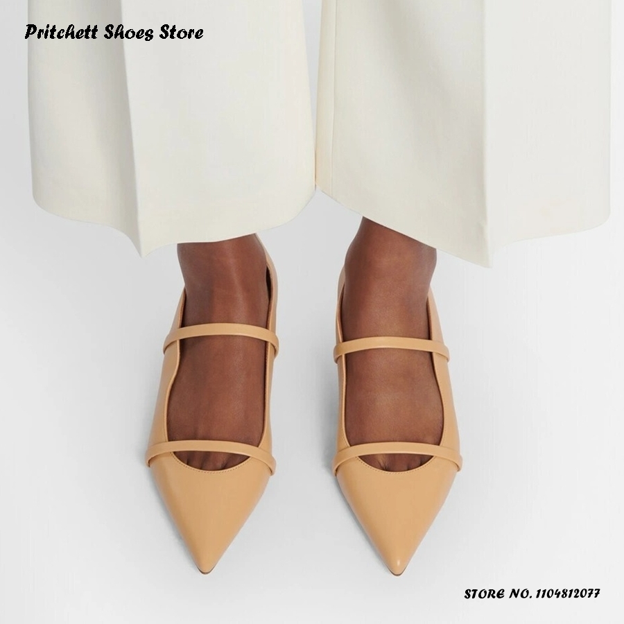 レディース ダブルストラップ レザー バレエシューズ ポイン - Men'S Shoes For Summer のレビューと価格