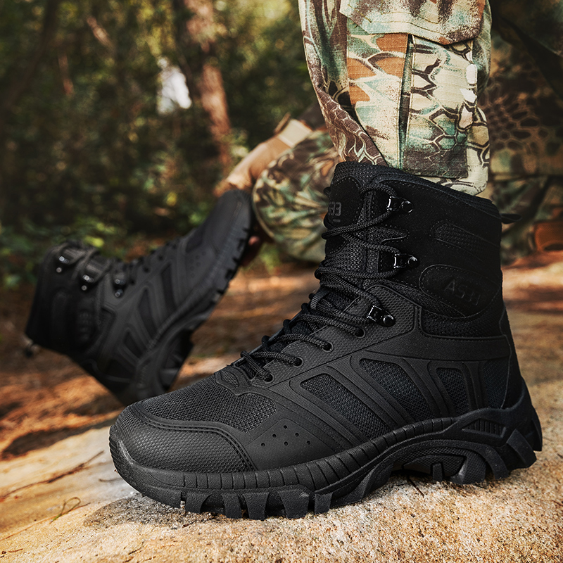 男性用タクティカルブーツ、レースアップ、デザートミリタリーワ - Men'S Shoes Hiking のレビューと価格