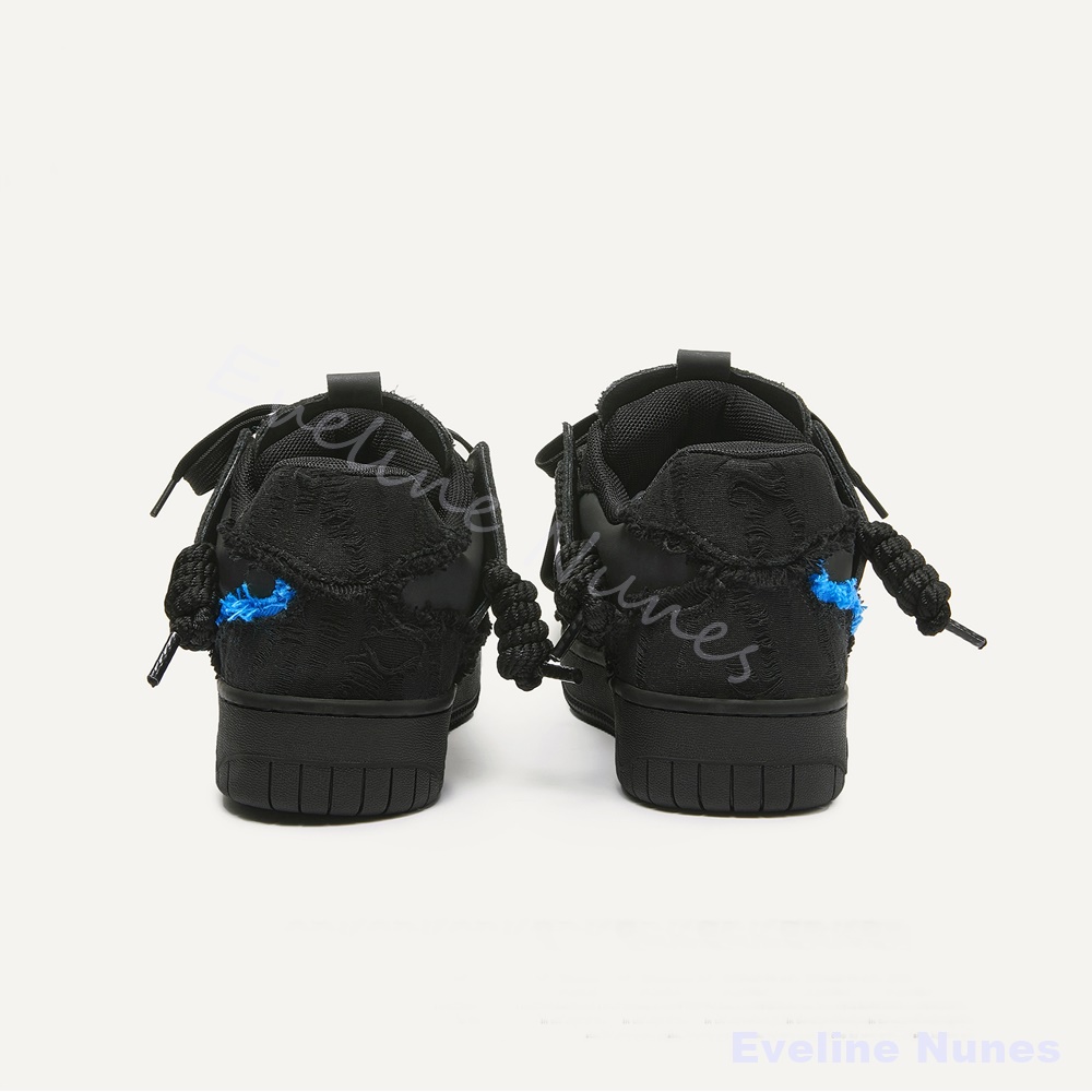 黒のフリンジ加工ローエッジプラットフォームスケートシューズ  - Men Shoes For Winter のレビューと価格