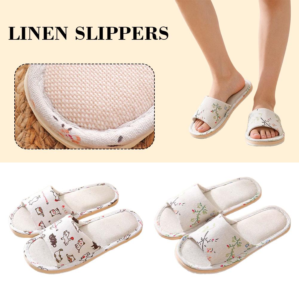 女性用亜麻スリッパ、ホームスリッパ、リネンサマースリッパ、軽 - Men'S Shoes For Summer のレビューと価格