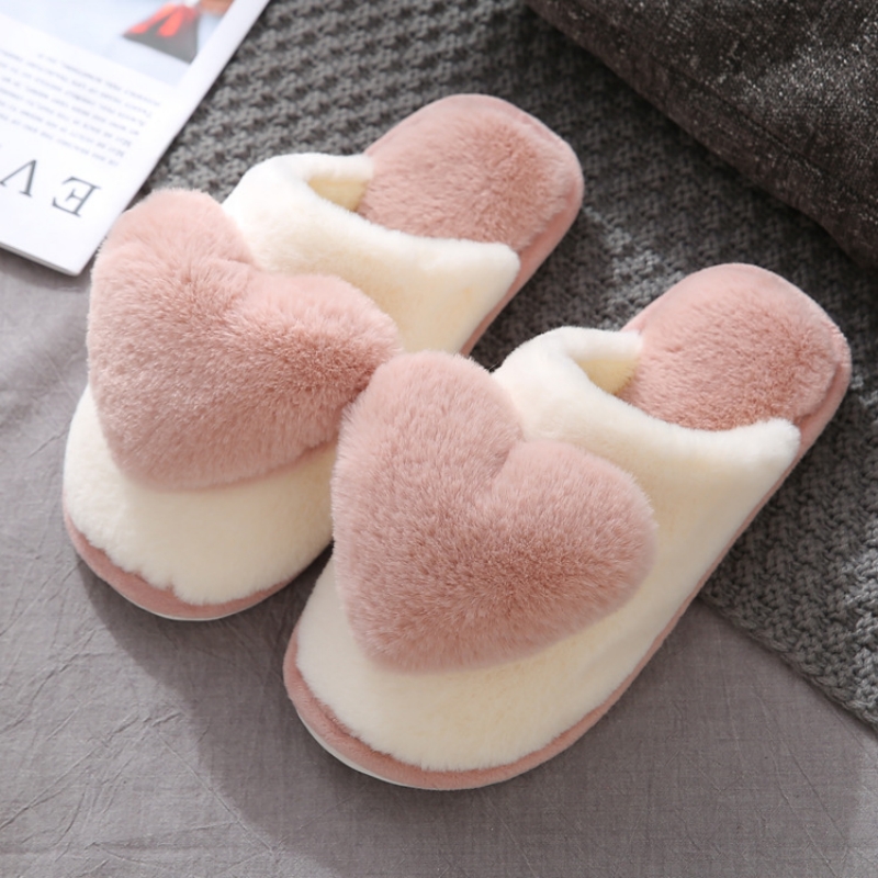 冬暖かいハート柄綿スリッパ女性屋内カジュアル快適なサンダル男 - Men Shoes For Winter のレビューと価格