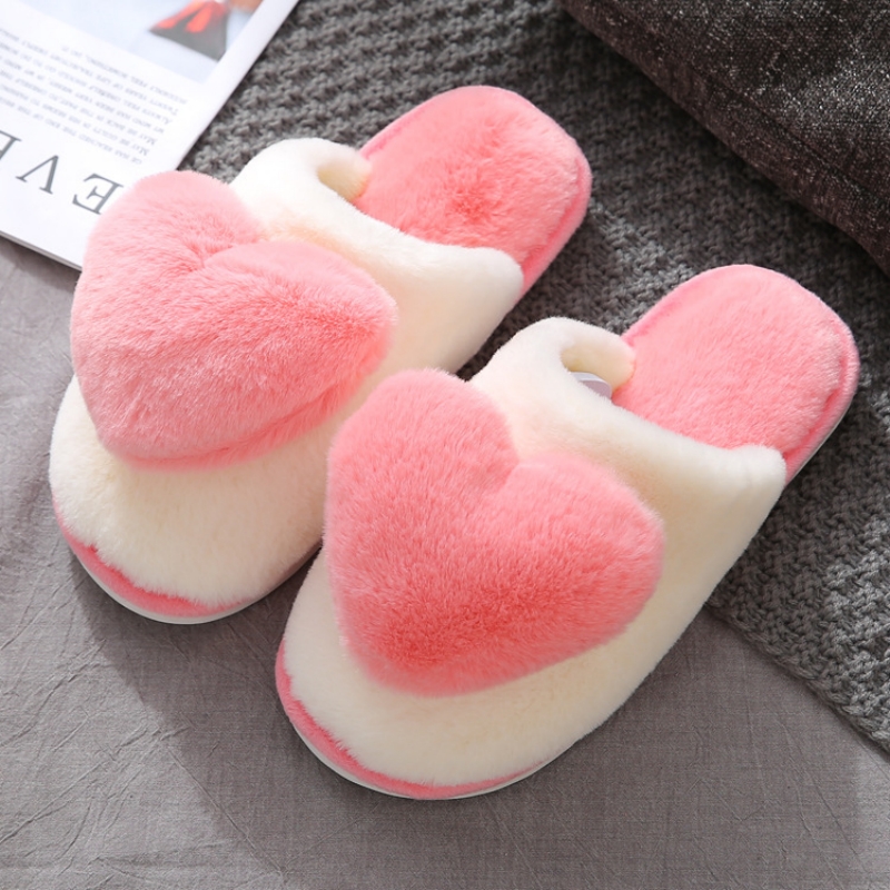 冬暖かいハート柄綿スリッパ女性屋内カジュアル快適なサンダル男 - Men Shoes For Winter のレビューと価格