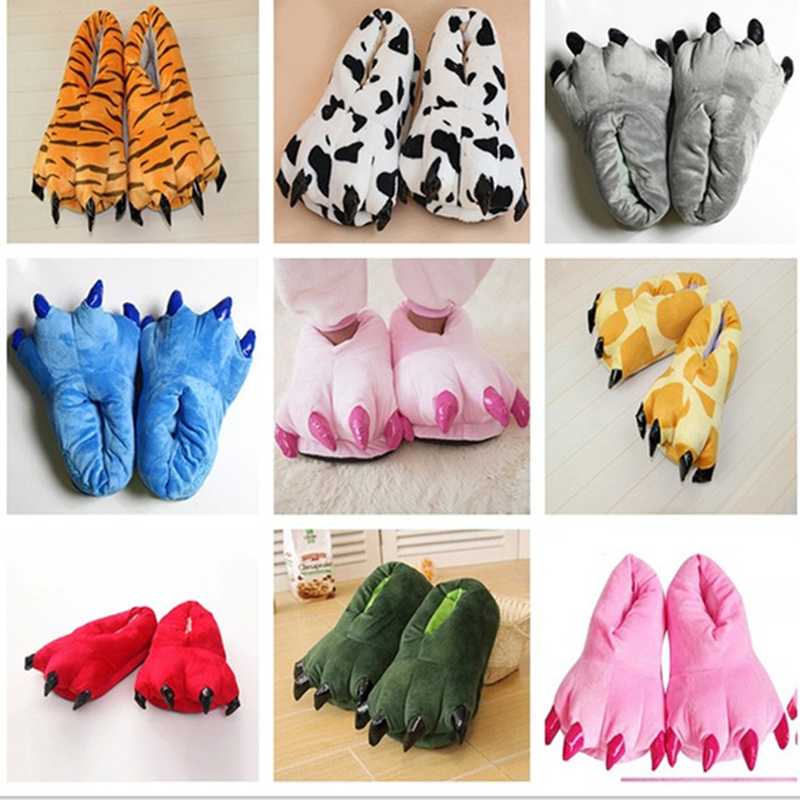 冬用暖かいソフト室内スリッパ、男女兼用、面白い動物の足型、ク - Men Shoes For Winter のレビューと価格