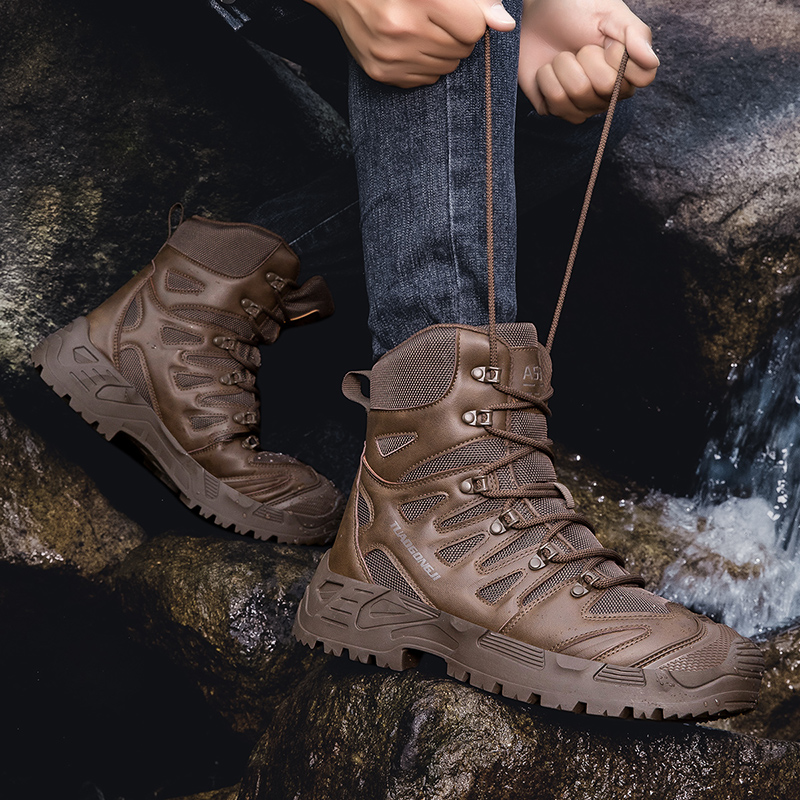 男性の屋外ハイキング戦術ブーツ足首デザートブーツスポーツ登山 - Men'S Shoes Hiking のレビューと価格