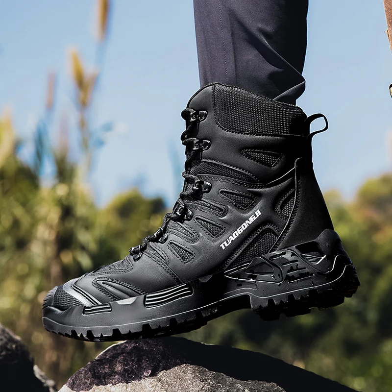 男性の屋外ハイキング戦術ブーツ足首デザートブーツスポーツ登山 - Men'S Shoes Hiking のレビューと価格