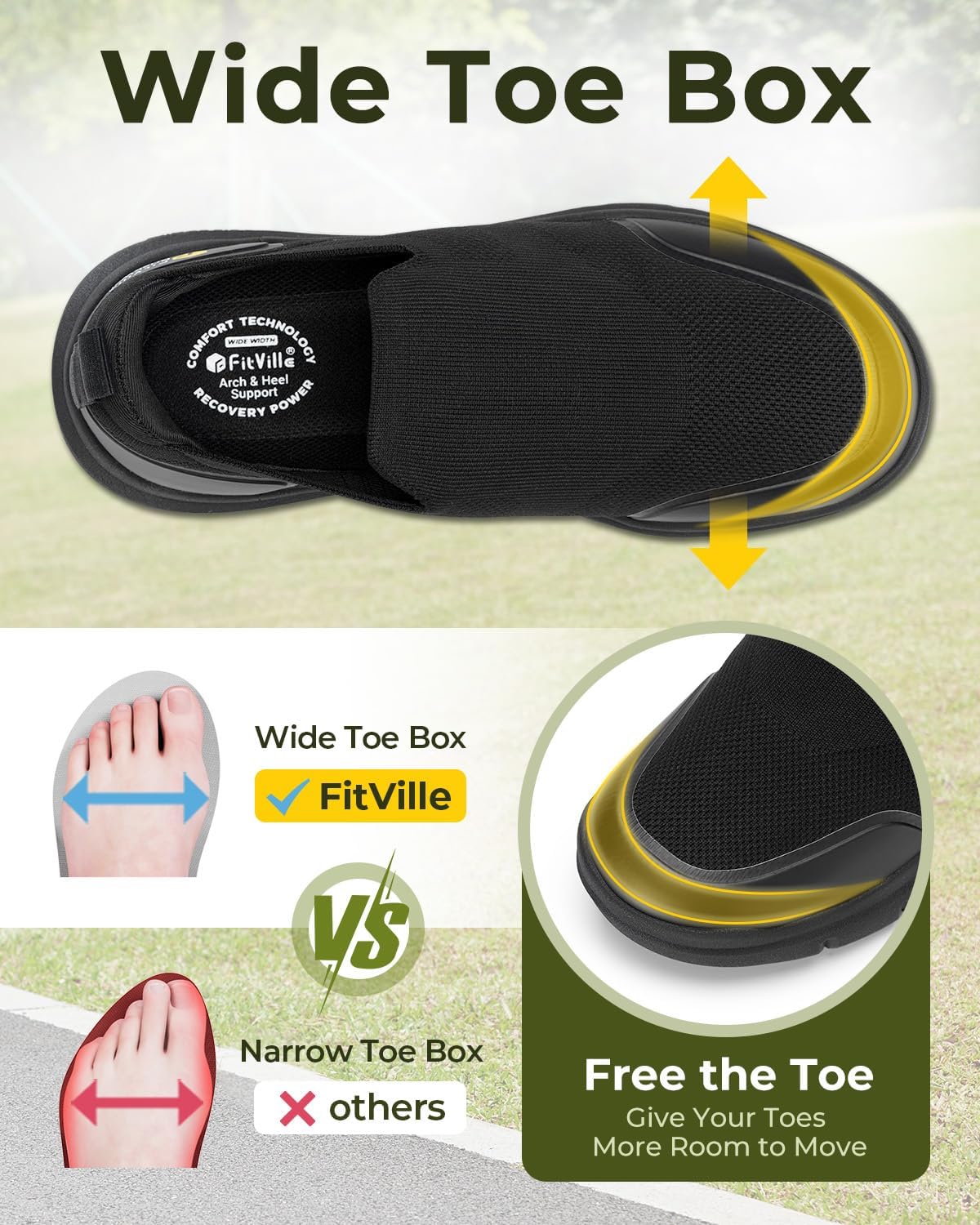 フィットビル メンズ エクストラワイド スリップオン 整形外 - Men'S Shoes For Wide Feet のレビューと価格