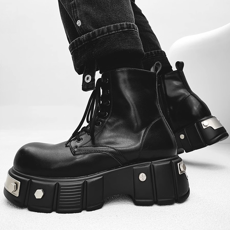 イタリアブランドデザイナーハイプラットフォームブーツ男性用フ - Men Shoes Brand のレビューと価格