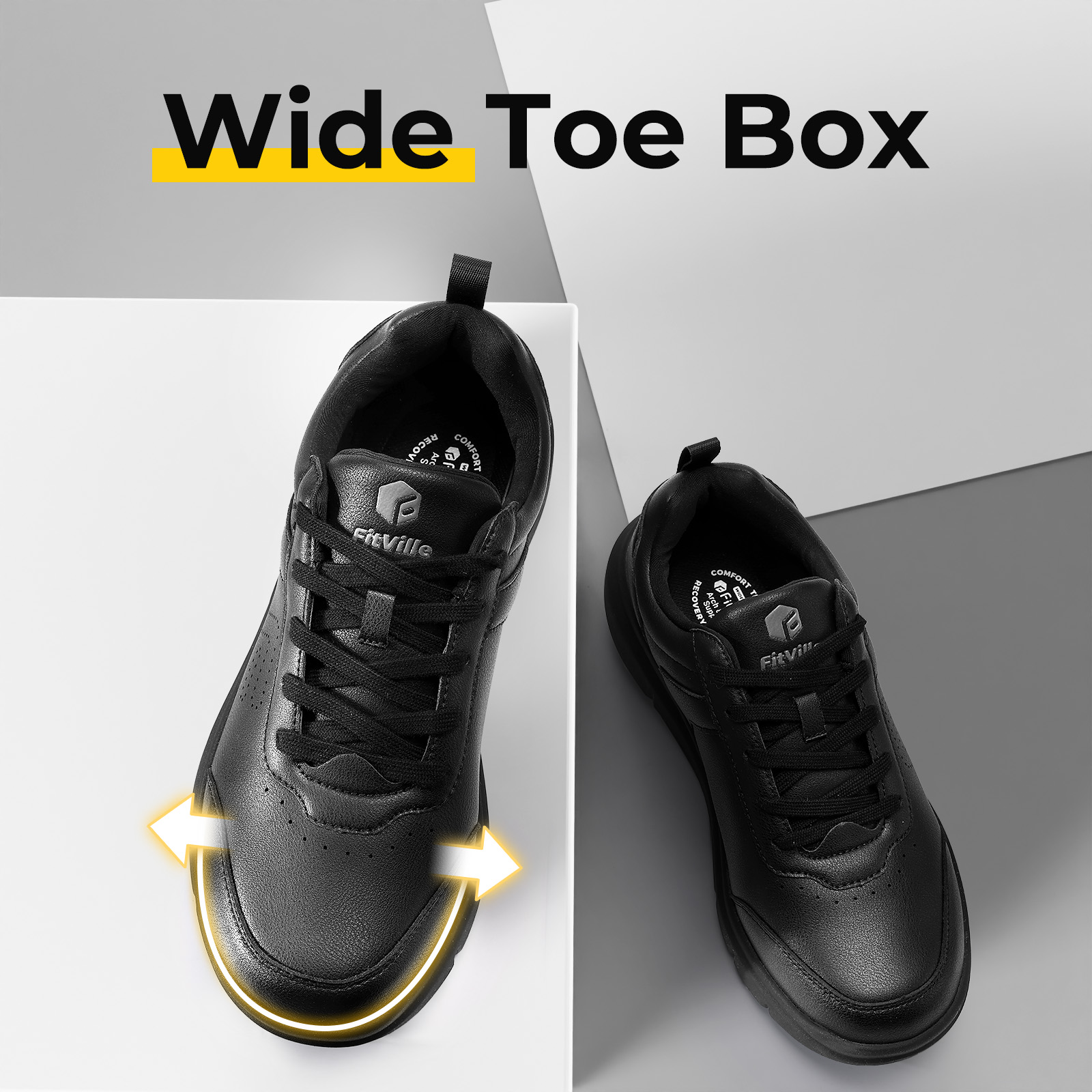 FitVille メンズ カジュアル レザー シューズ ワイ - Men'S Shoes For Wide Feet のレビューと価格